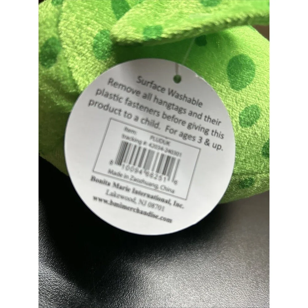 Plush Pals Duck Green Washable 3+ New With Tags Fast Shipping